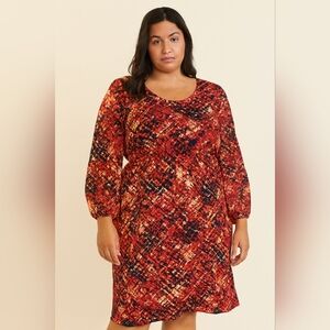 Espresso Plus Size Elegant Red Patterned Dress